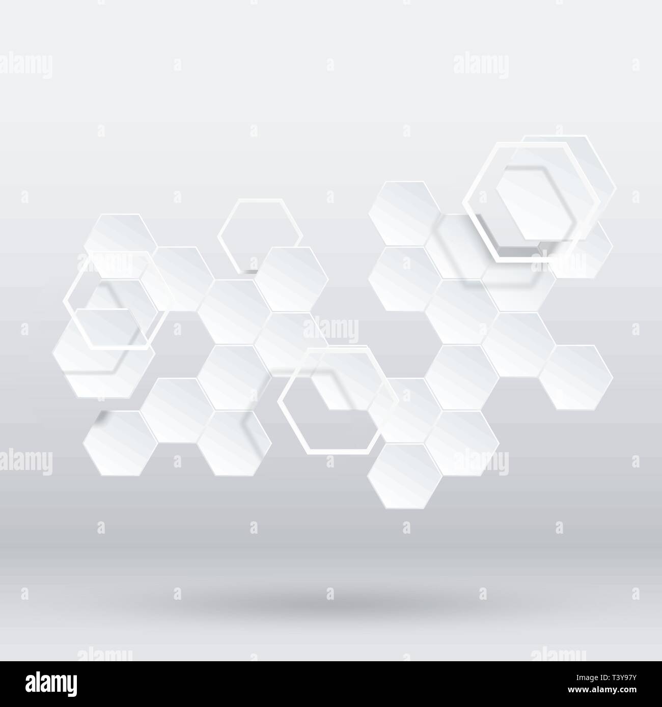 Hexagon geometrische Stück und Frame abstrakte weißen Hintergrund. Vector Illustration Papier Kunst- und 3D-Stil, Konzept für Technik und Wissenschaft, Molekül, Stock Vektor