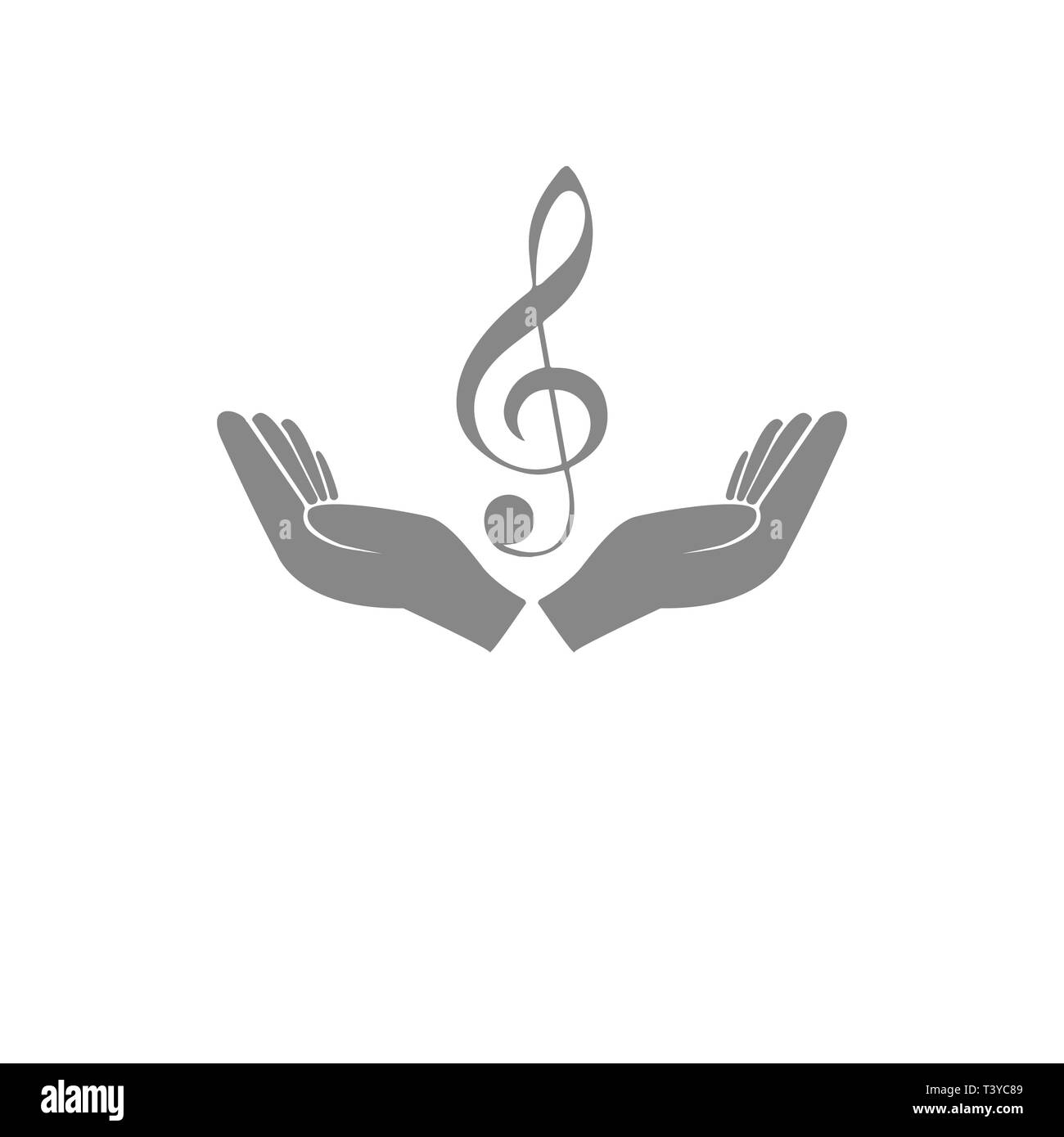 Violine Notenschlüssel in der hand Symbol, Symbol vektor Illustration. Flaches Design Stil Stock Vektor