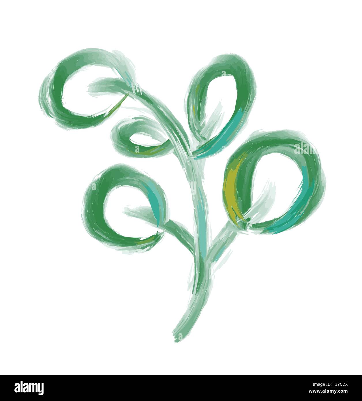 Vector designer Leaf-element auf weißem Hintergrund. Grünen Wald kunst Laub natürliche Kraut in Aquarell Stil. Dekorative Schönheit elegante Abbildung Stock Vektor