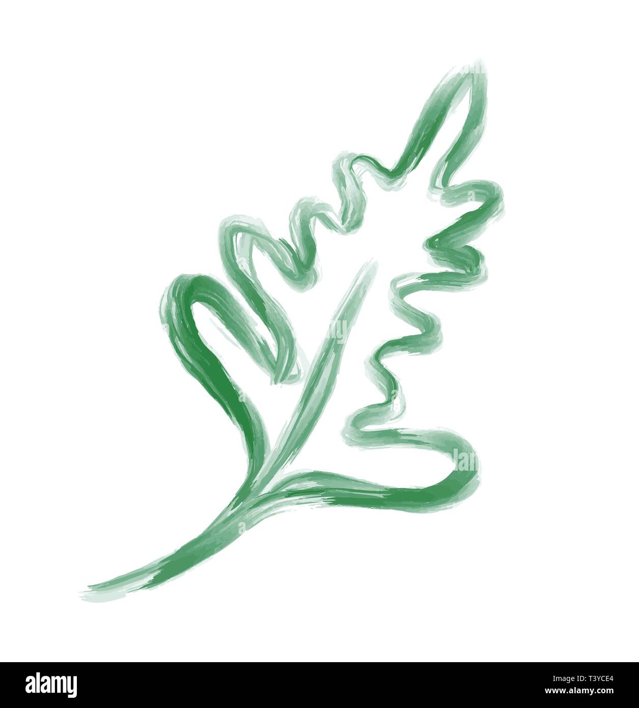 Vector designer Leaf-element auf weißem Hintergrund. Grünen Wald kunst Laub natürliche Kraut in Aquarell Stil. Dekorative Schönheit elegante Abbildung Stock Vektor