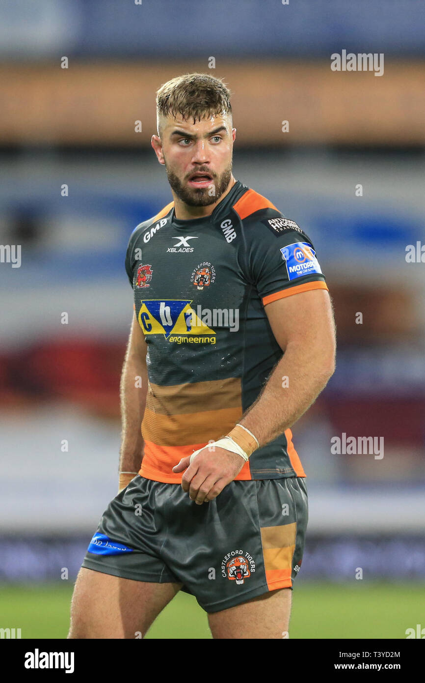 11. April 2019, John Smiths Stadion, Huddersfield, England; Betfred Super League, Runde 10, Huddersfield Riesen vs Castleford Tiger; Mike McMeeken (12) von Castleford Tiger während des Spiels Credit Mark Cosgrove/News Bilder Stockfoto