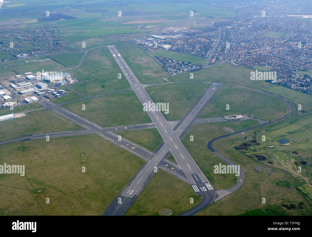 Eine Luftaufnahme von Blackpool Airport, North West England, Großbritannien Stockfoto