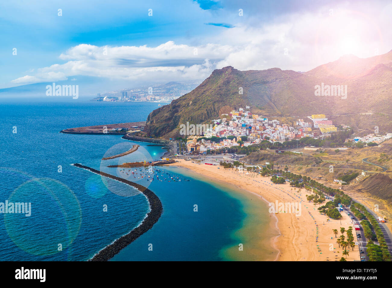 Blick auf den Las Teresitas und San Andres Dorf, Teneriffa, Kanarische Inseln, Spanien Stockfoto