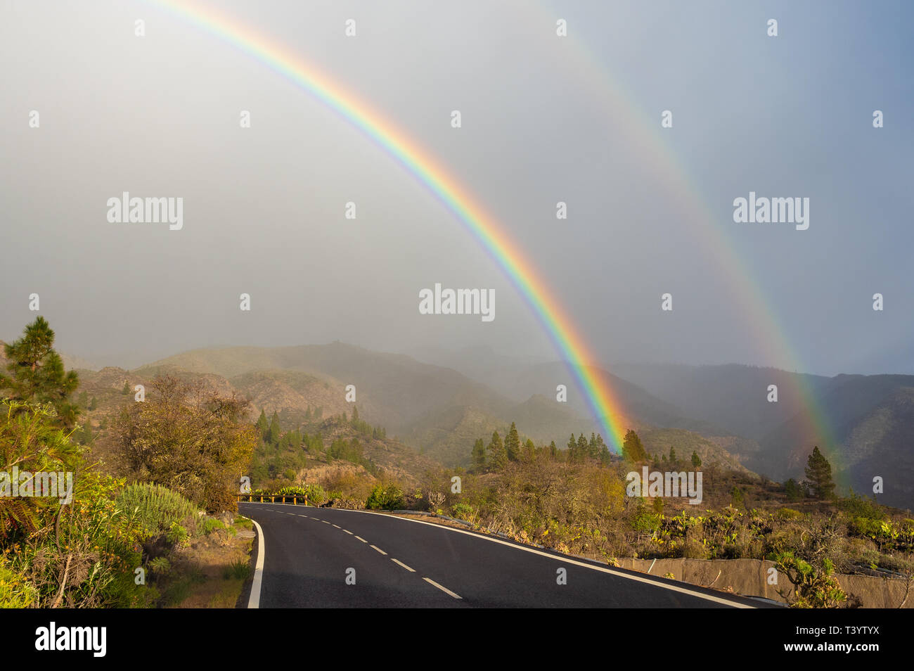 Double Rainbow auf Teneriffa, Spanien Stockfoto