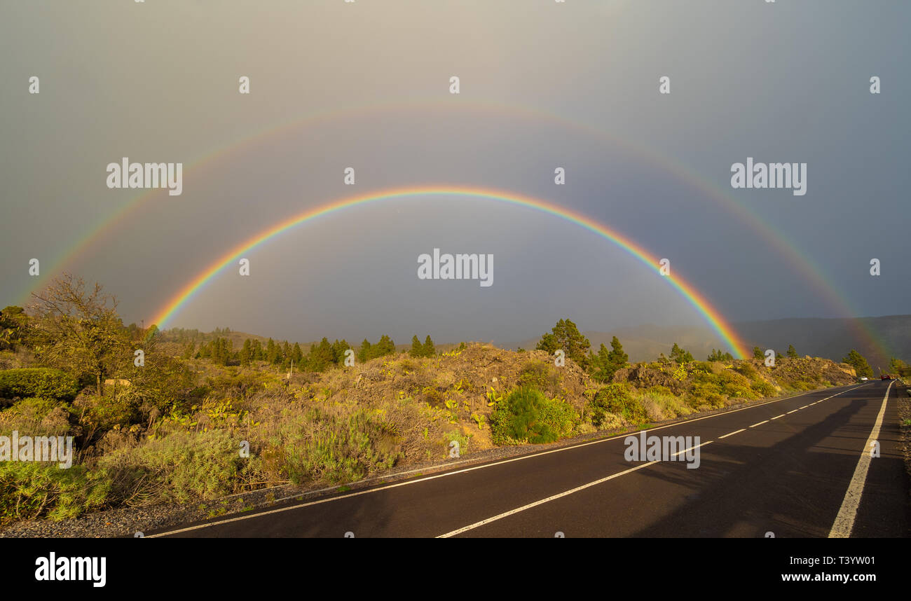 Double Rainbow auf Teneriffa, Spanien Stockfoto
