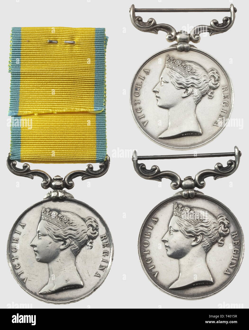 Trois Médailles de la "baltique" 1854-1855, du Graveur" L.C. Wyon', une attribuée' W. Starkey", deux sans Ruban, Additional-Rights - Clearance-Info - Not-Available Stockfoto