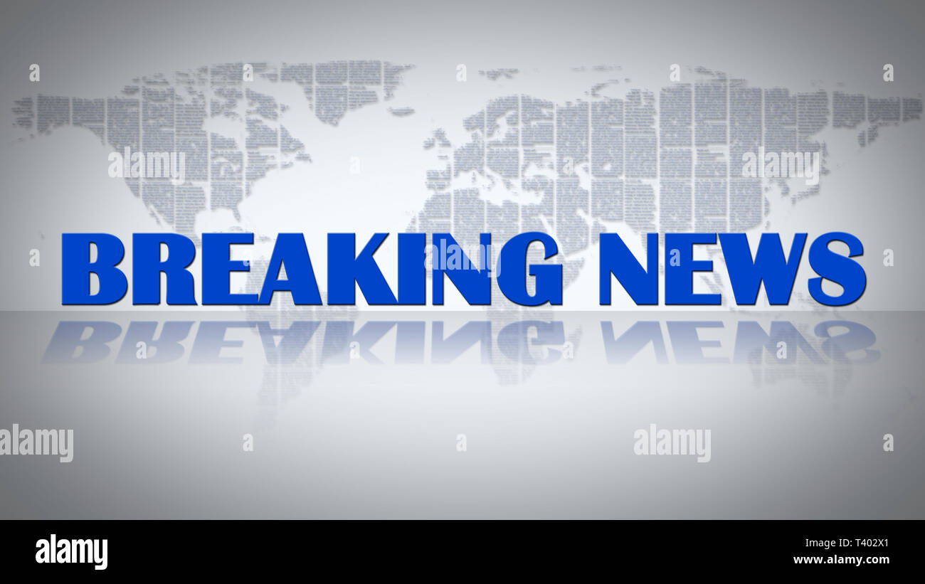 Breaking News - Welt Karte Hintergrund - 3D-Darstellung Stockfoto