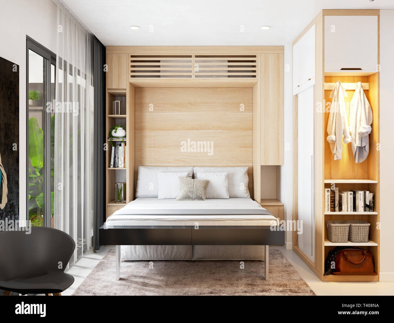 3D-Render von Hotel Zimmer Stockfoto