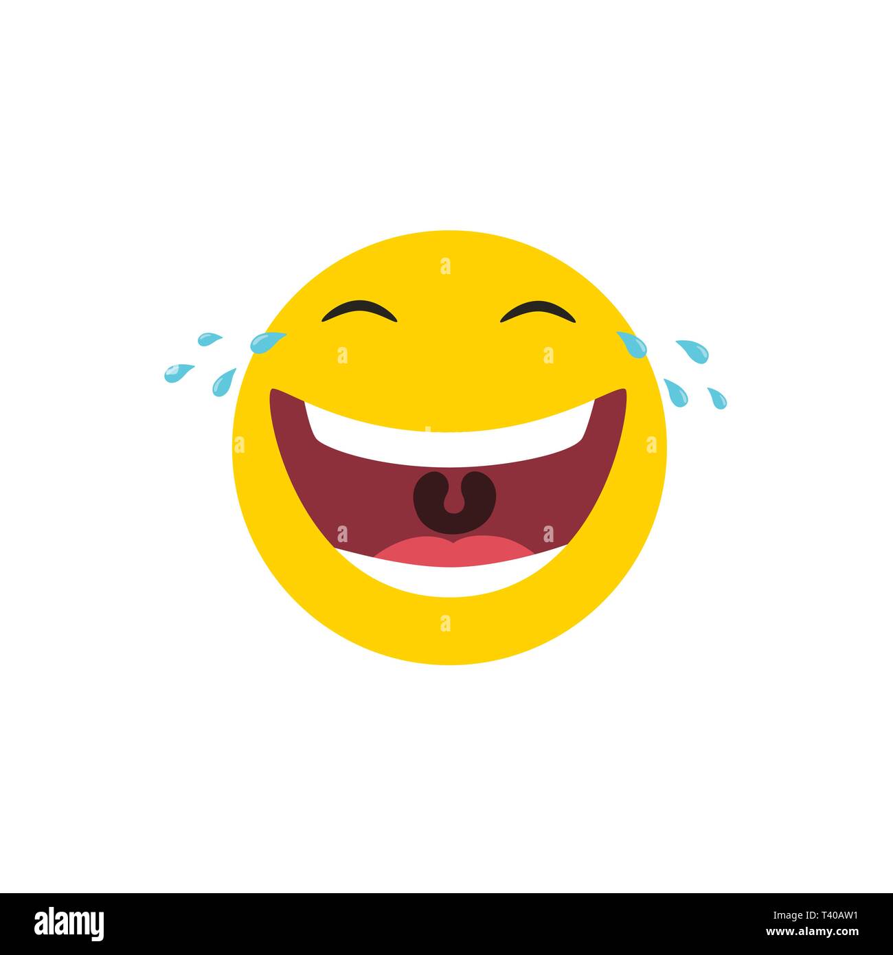 Lachend emoticon mit Tränen der Freude. Vector Illustration. Stock Vektor