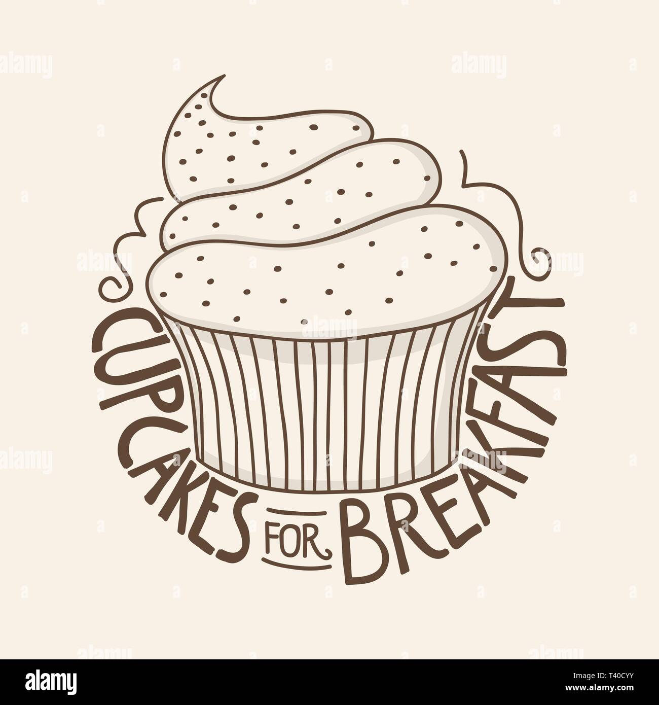 Cute Muffin Mit Beschriftung Der Text Kleine Kuchen Zum Fruhstuck Fur T Shirt Oder Aufkleber Design Stock Vektorgrafik Alamy