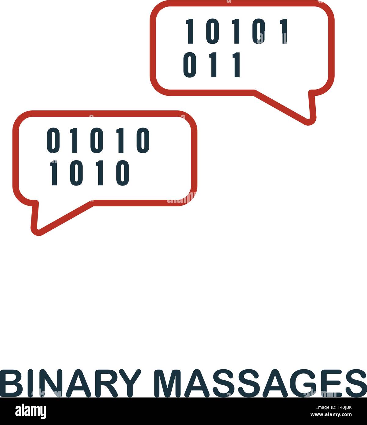 Binäre Massagen Symbol in zwei Farben Design. Rot und Schwarz Stil Elemente von Machine Learning icons Collection. Kreative binäre Massagen Symbol. Für Web Stock Vektor