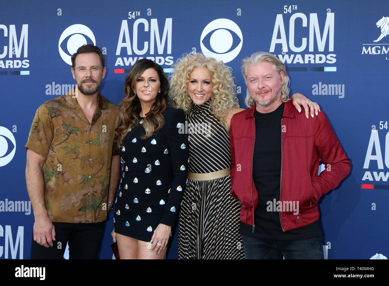 April 7, 2019 - Las Vegas, NV, USA - LAS VEGAS - APR 7: Little Big Town, Jimi Westbrook, Karen Fairchild, Kimberly Schlapman, Phillip Süße auf der 54 Akademie der Country Music Awards im MGM Grand Garden Arena am 7. April 2019 in Las Vegas, NV (Credit Bild: © Kay Blake/ZUMA Draht) Stockfoto