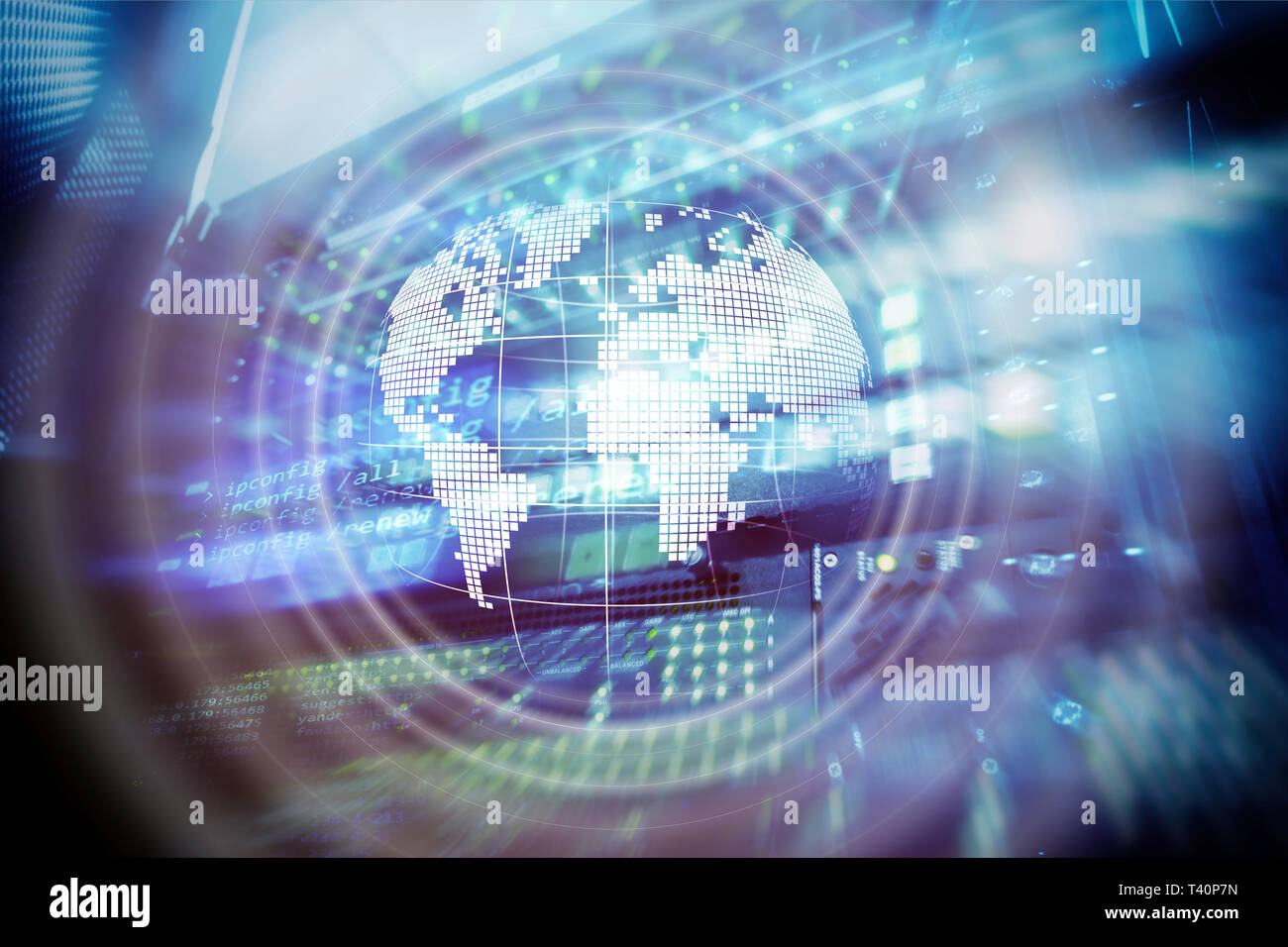 Planet Erde Hologramm Globe Global Communication World Wide Business Konzept. Stockfoto
