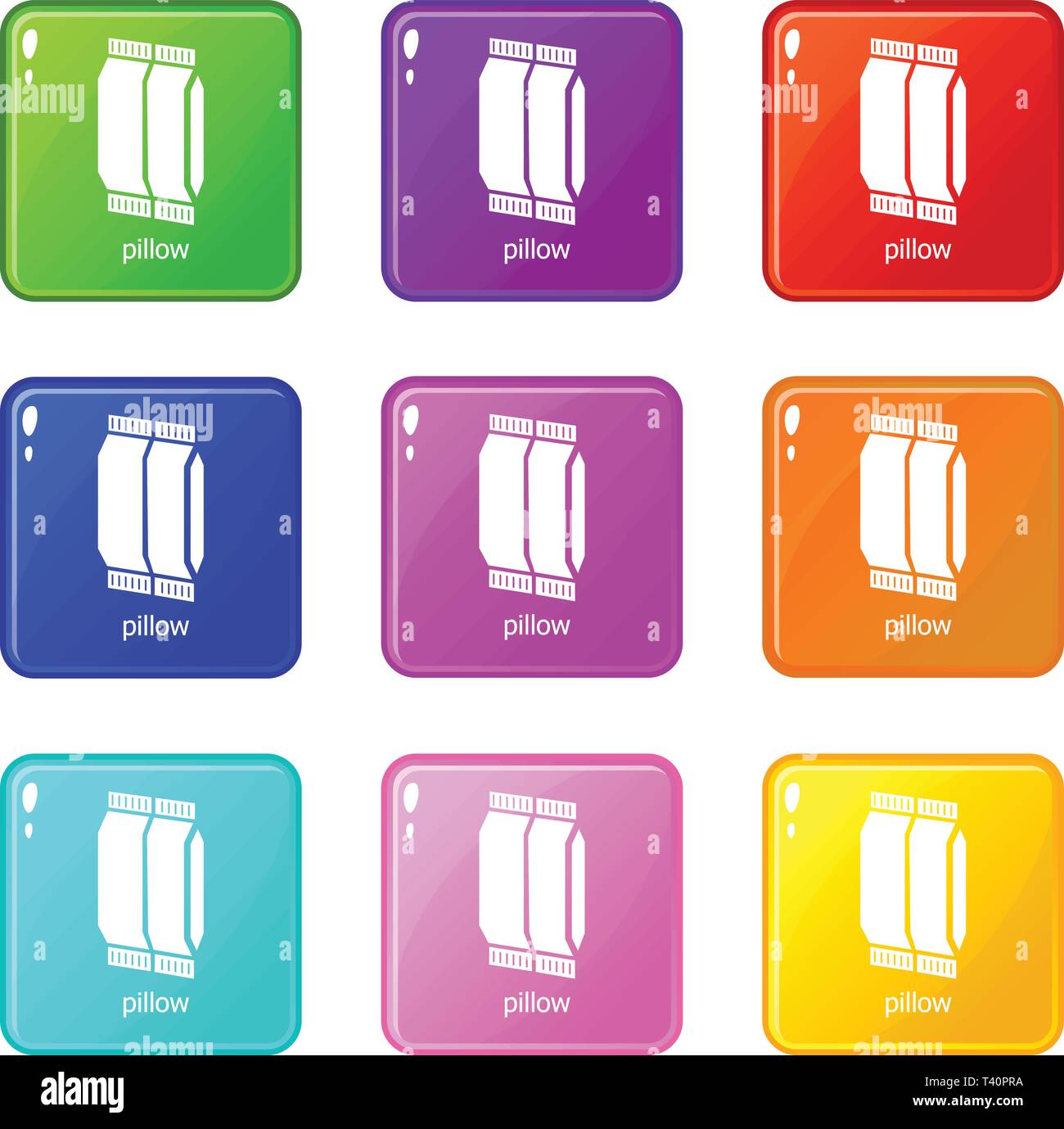 Kissen Icons Set 9 Colour Collection Stock Vektor