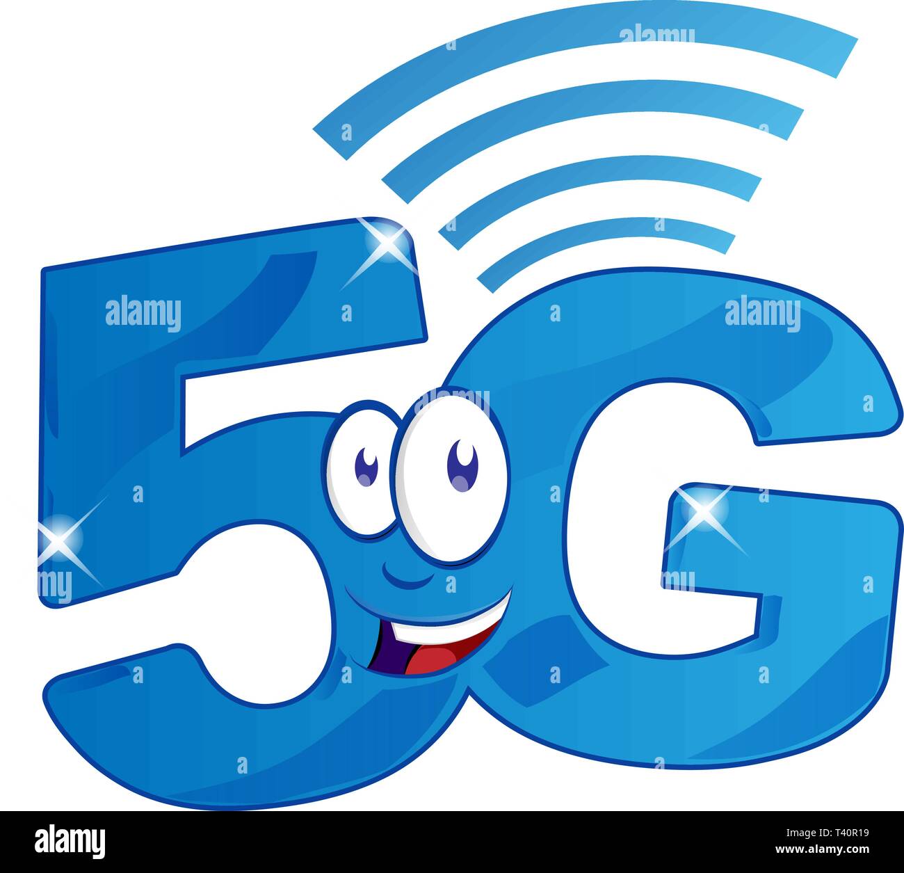 5G Internet Netzwerk Charakter Cartoon. clip art Vector Illustration Stock Vektor