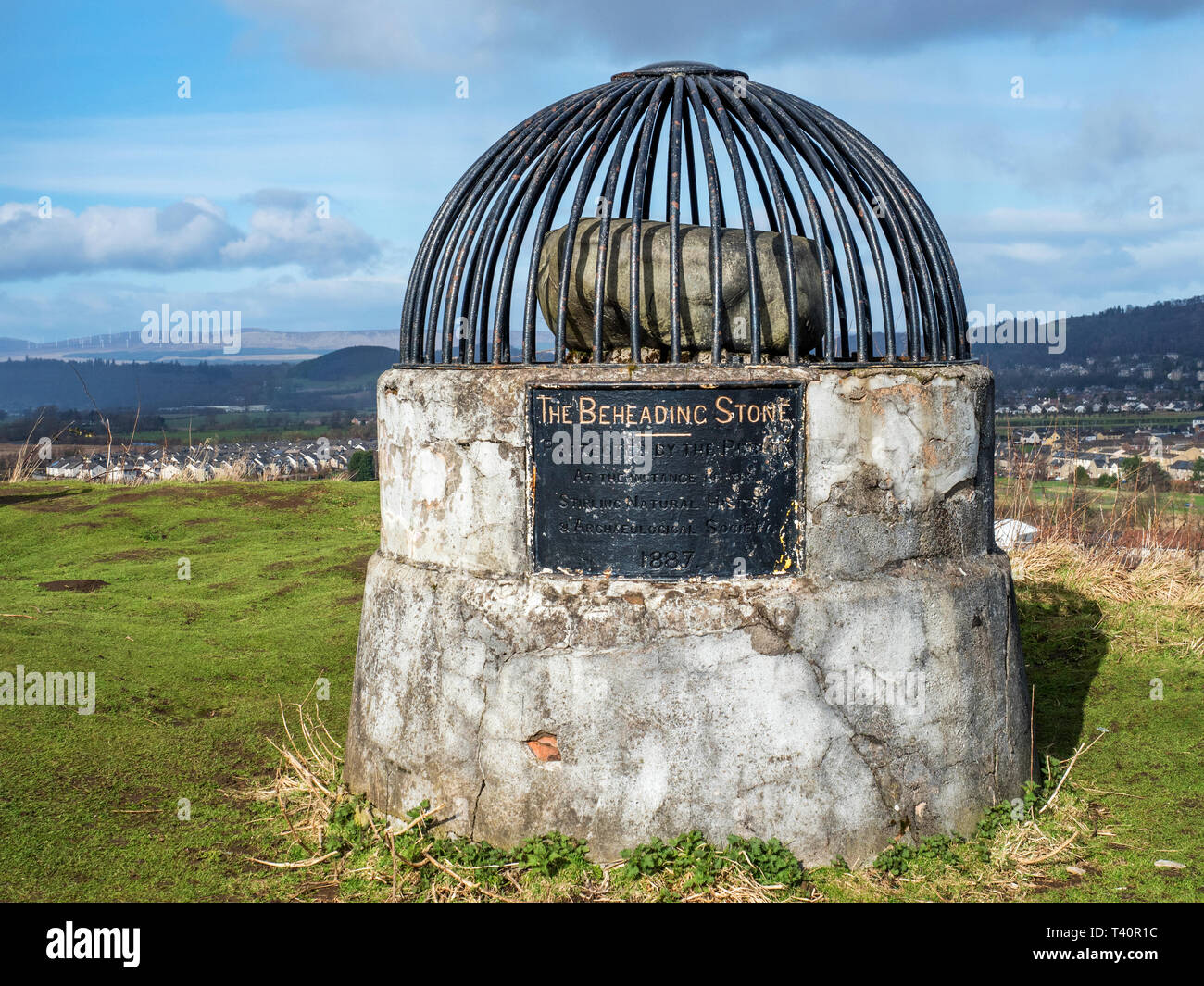 Die enthauptung Stein auf Mote Hügel Stadt Stirling Schottland Stockfoto