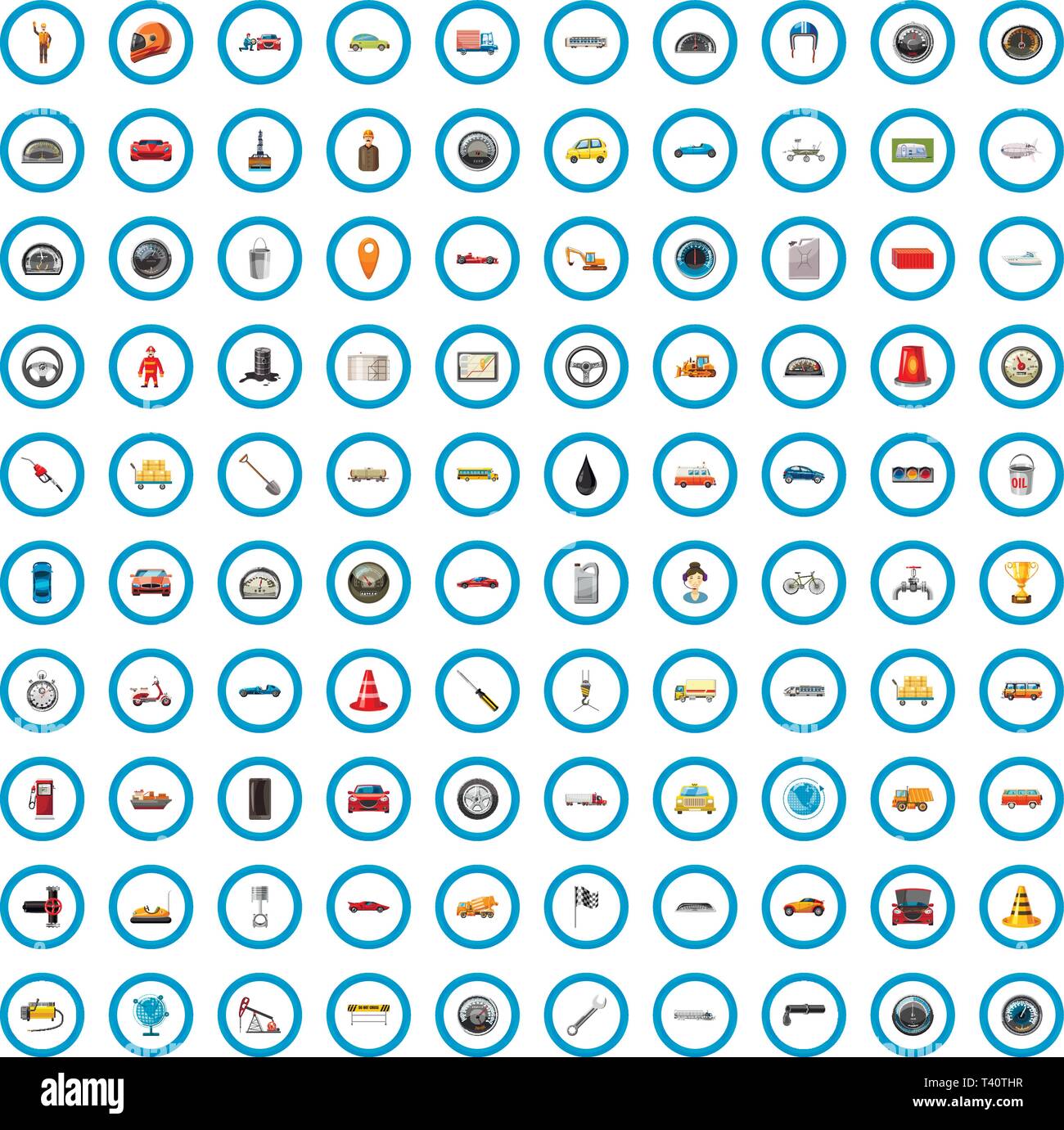 100 Straße Icons set, cartoon-Stil Stock Vektor