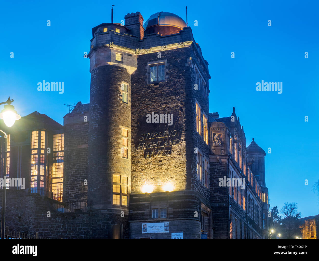 Die Stirling Highland Hotel ehemaliger New High School Spittal Street Stadt Stirling Schottland Stockfoto