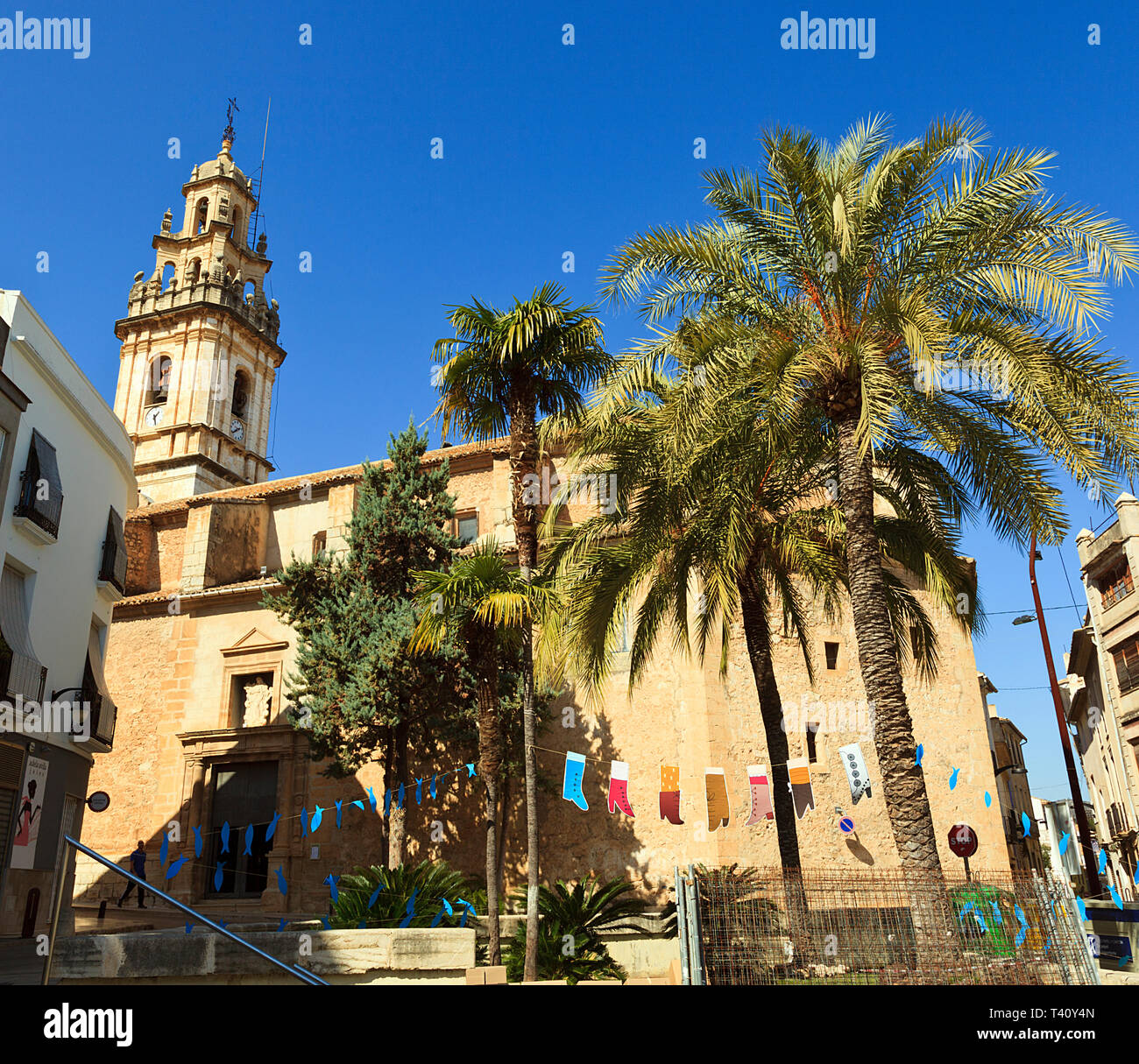 Das 16. Jahrhundert Kirche (Iglesia de la Asunción) im Pego in der Provinz Alacante, Spanien Stockfoto