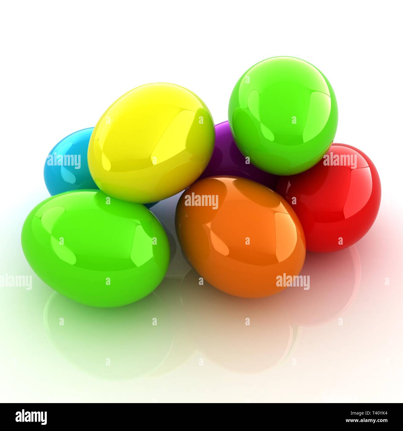 Bunte eier auf weißem Hintergrund Stockfoto