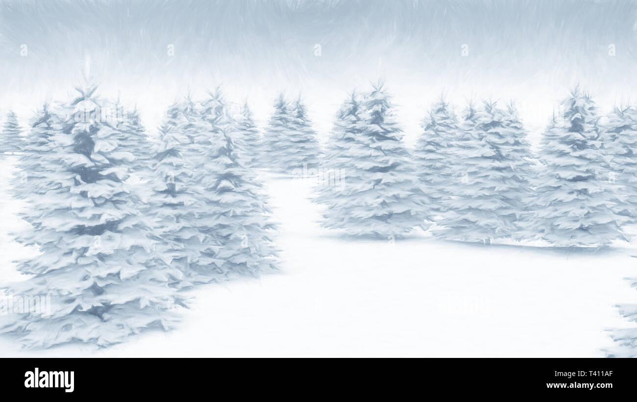 Abstrakte Winterlandschaft digitale Malerei Stockfoto