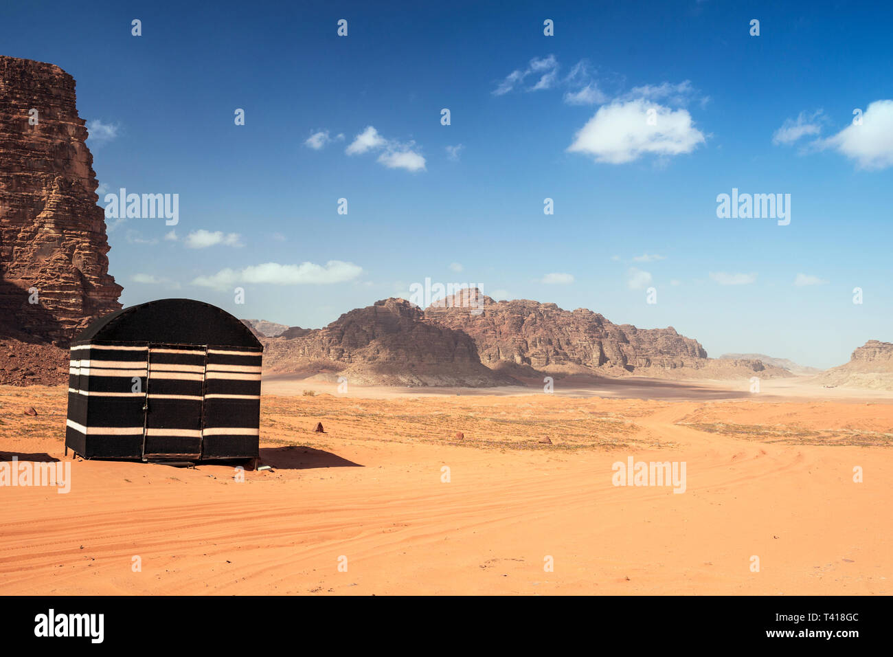 Beduinen Zelt in der Wüste, Wadi Rum, Jordanien Stockfoto