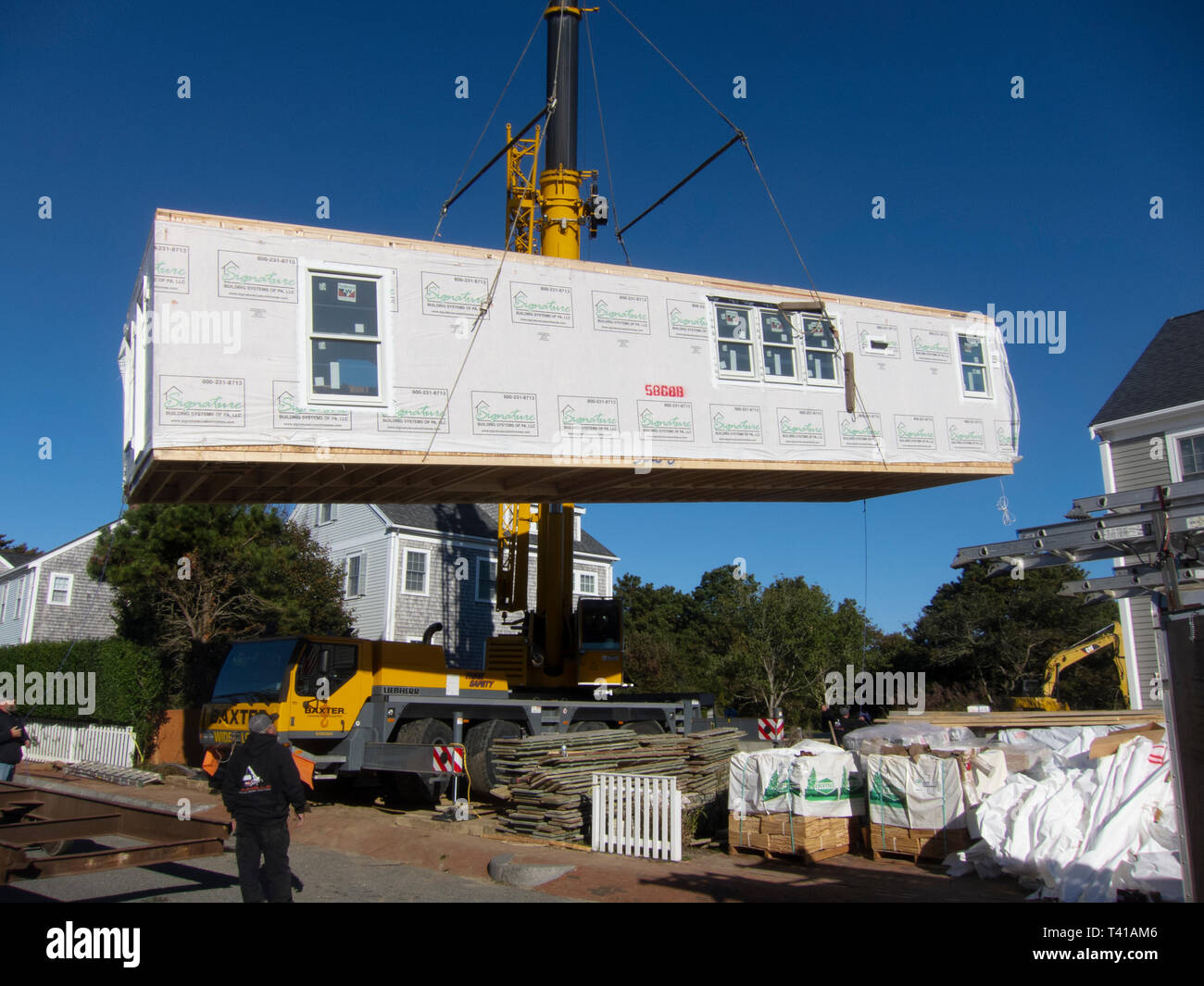 Aufbau einer modularen Haus Stockfoto