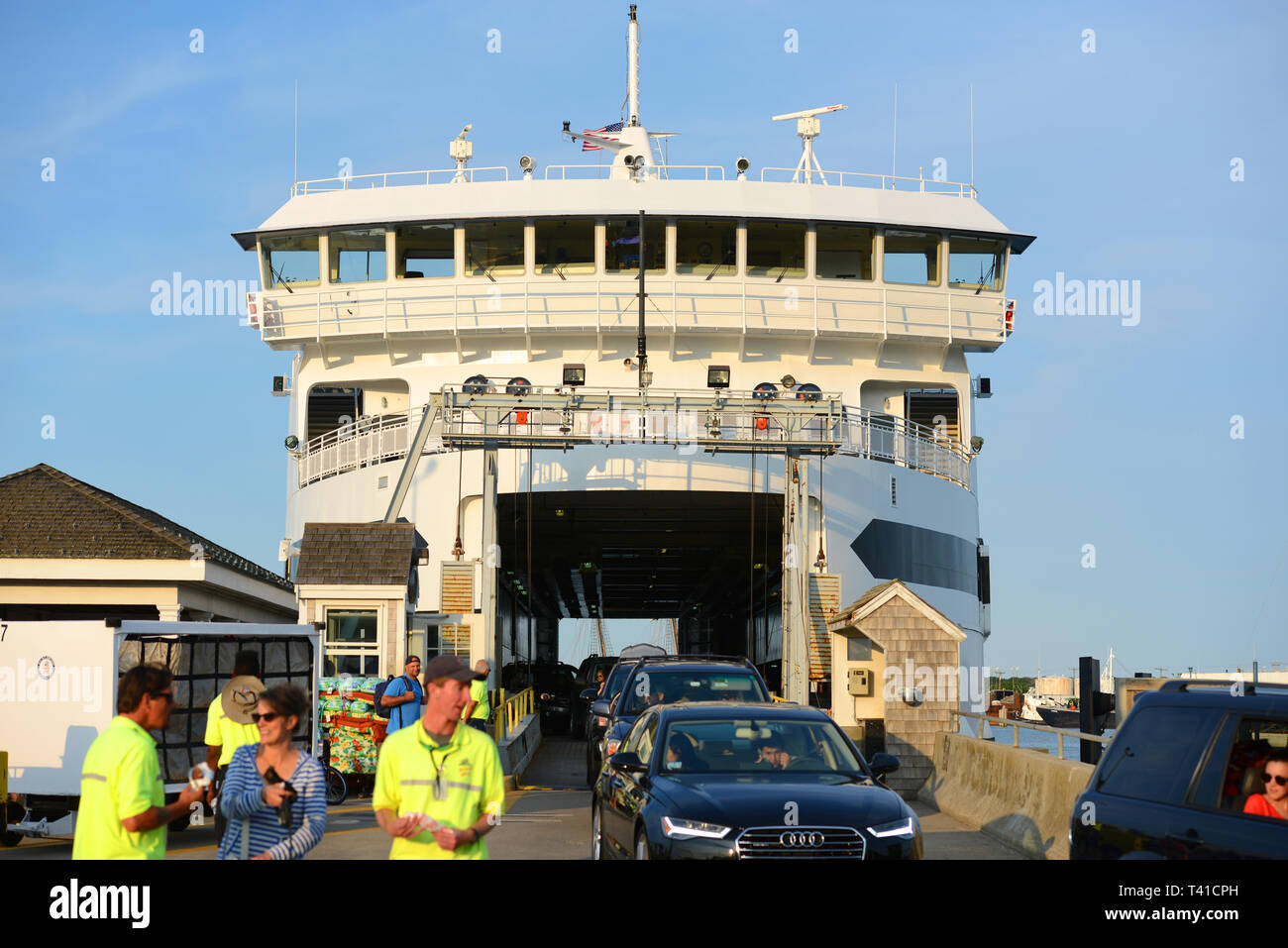 Martha's Vineyard Fähre Insel Haus am Hafen von Weinberg Himmel in Martha's Vineyard, Massachusetts, USA. Stockfoto