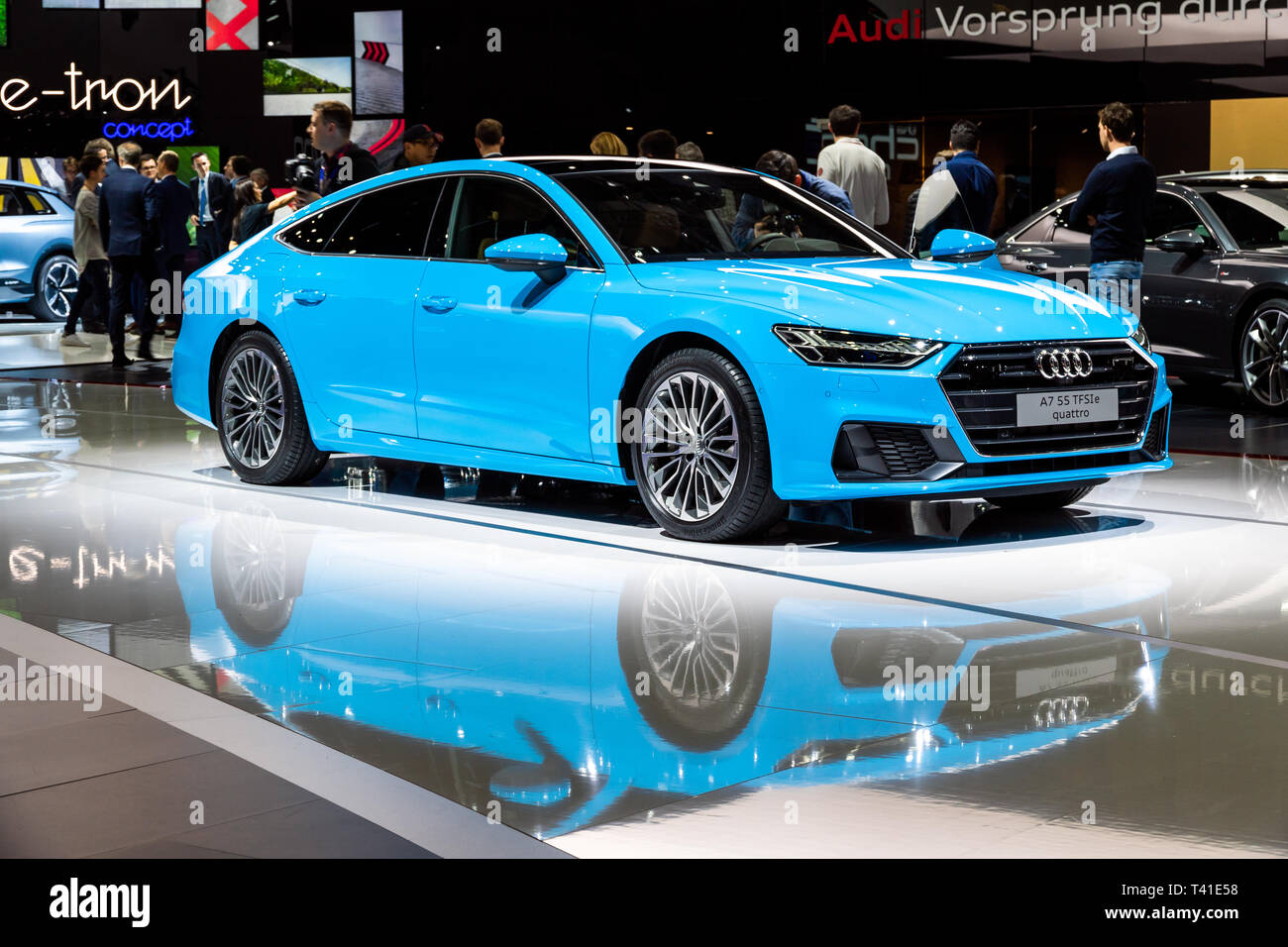 Genf, Schweiz - 5. MÄRZ 2019: Audi A7 Quattro Auto auf dem 89.  Internationalen Automobilsalon in Genf präsentiert Stockfotografie - Alamy