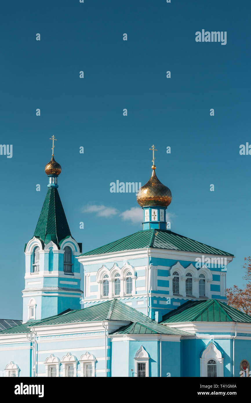 Korma Dorf, Bezirk Dobrush, Gomelskaya Oblast, Belarus. Domes St. Johannes der Korma Klosterkirche Korma Dorf, Bezirk Dobrush, Belarus. F Stockfoto