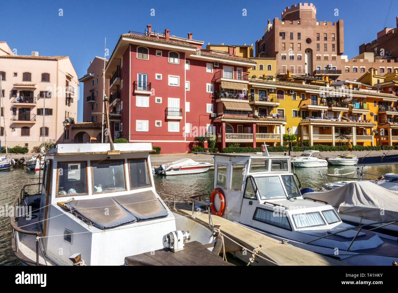 Valencia Hafen Saplaya Spanien Boote im Yachthafen Valencia Spanien Hafen Europa Stockfoto