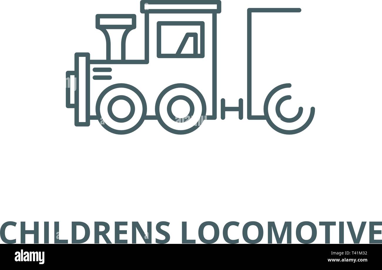 Kinder Lokomotive Symbol Leitung, Vektor. Kinder Lokomotive Umrisse Zeichen, Symbol, Abbildung Stock Vektor