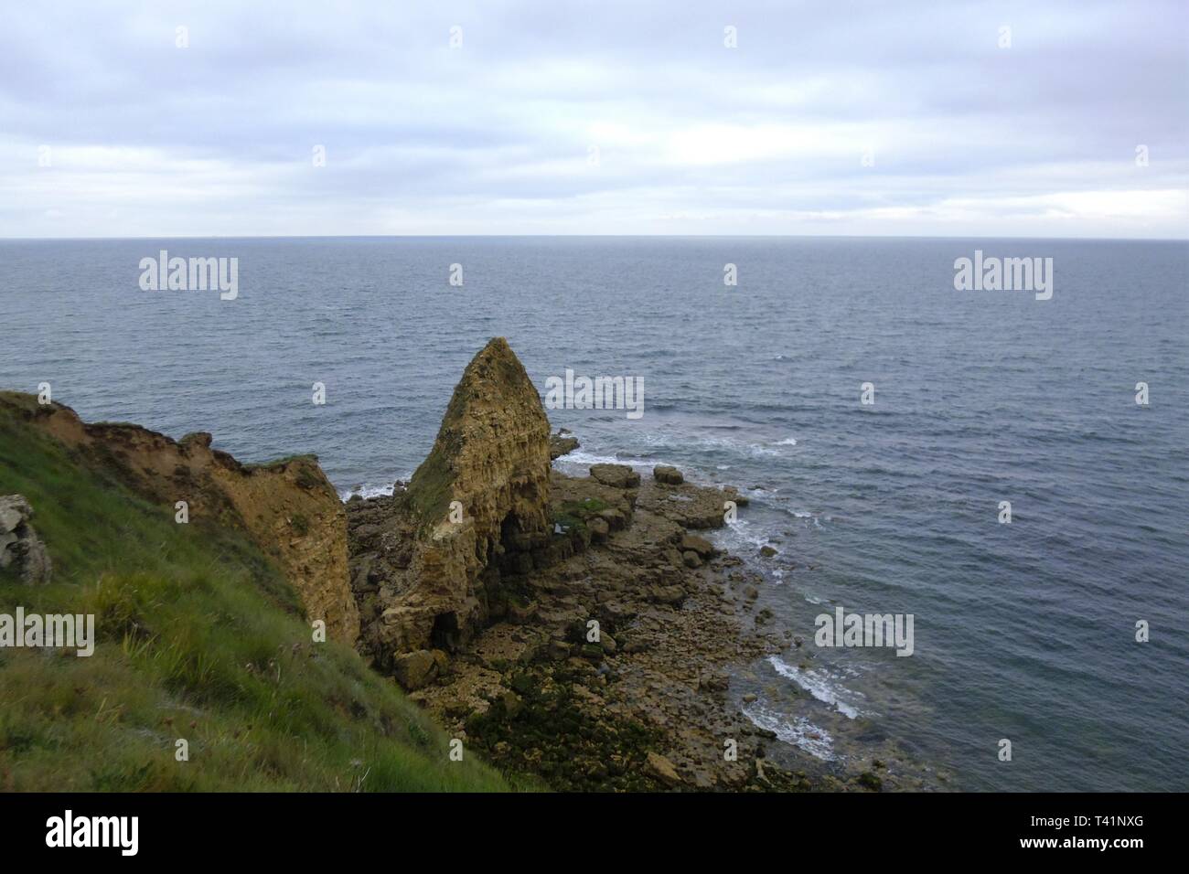 Pointe du Hoc in der Nähe von Omaha Beach und Utah Beach, D-Day Strände Sites - Normandie, Frankreich Stockfoto