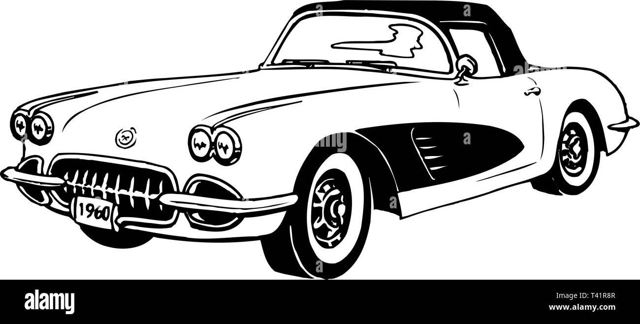 1960 Corvette Vector Illustration Stock Vektor