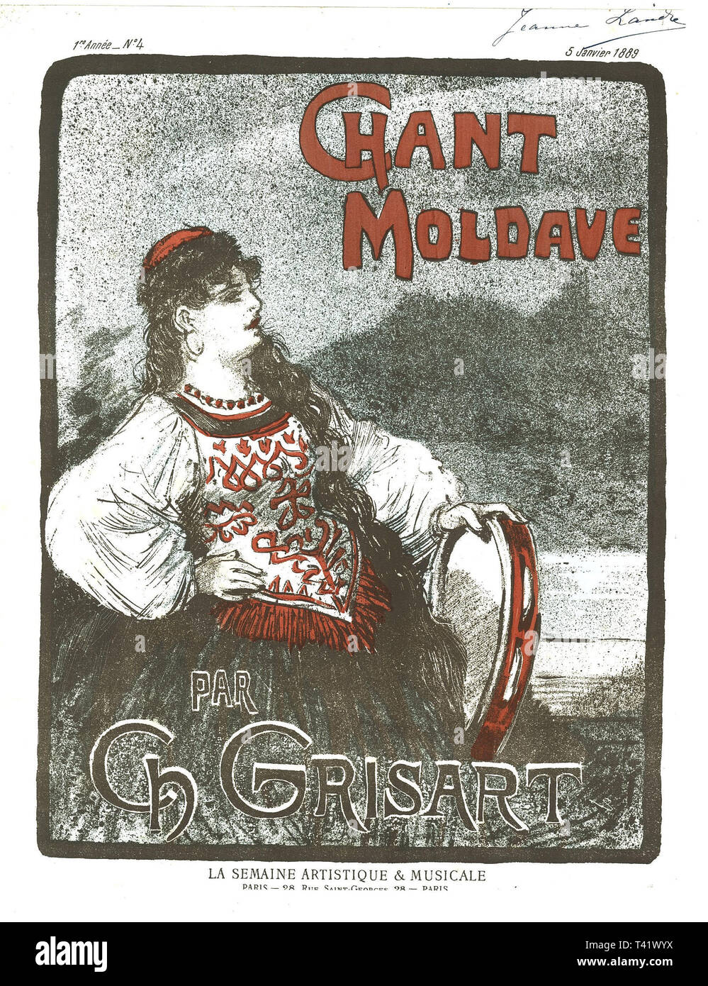 Noten für Gesang Moldave 1889 Stockfoto