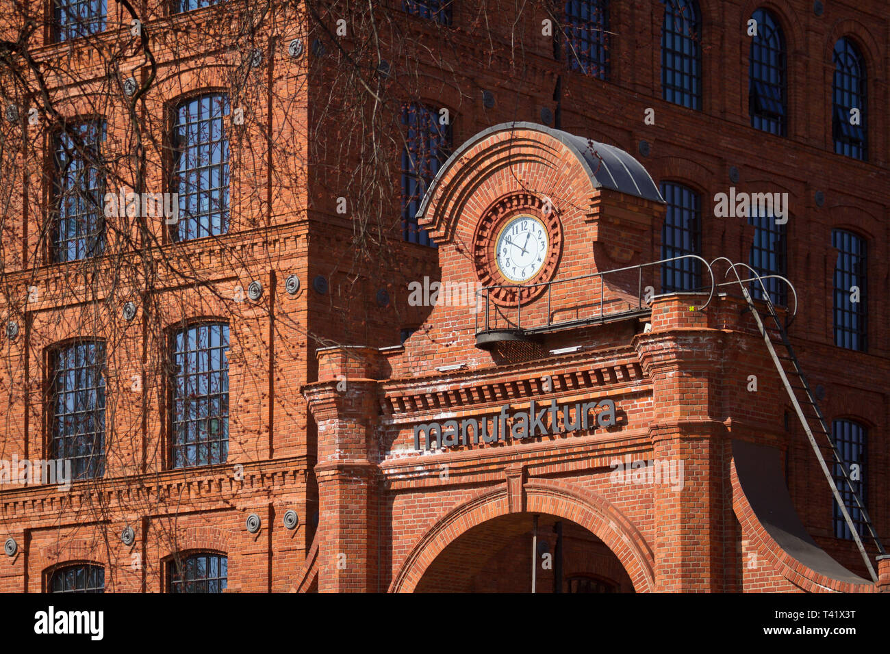 Die Manufaktura - Arts Center, Shopping Mall, und Freizeitkomplex, es ist in der ehemaligen industriellen Komplex gegründet von izrael Poznański in Lodz. Stockfoto