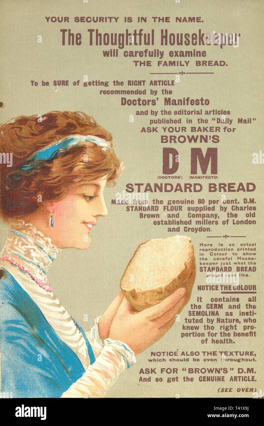 Werbung für Brown's D (Ärzte) M (Manifest) Standard Brot ca. 1895 Stockfoto