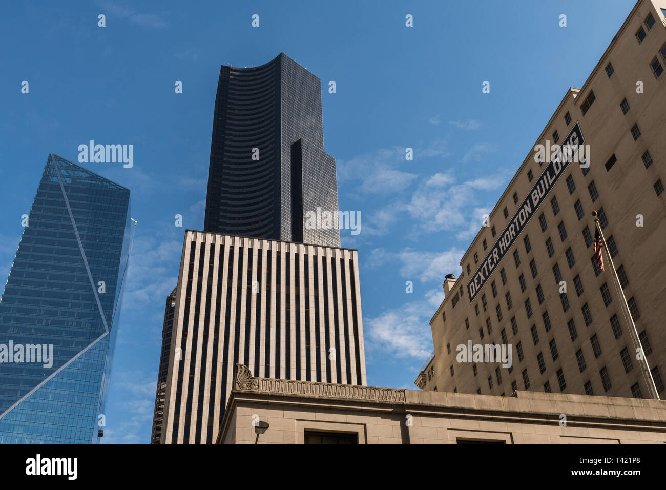 Die Columbia Center Tower, den Mark Tower und Dexter Norton Gebäude in Seattle, Washington, USA. Stockfoto