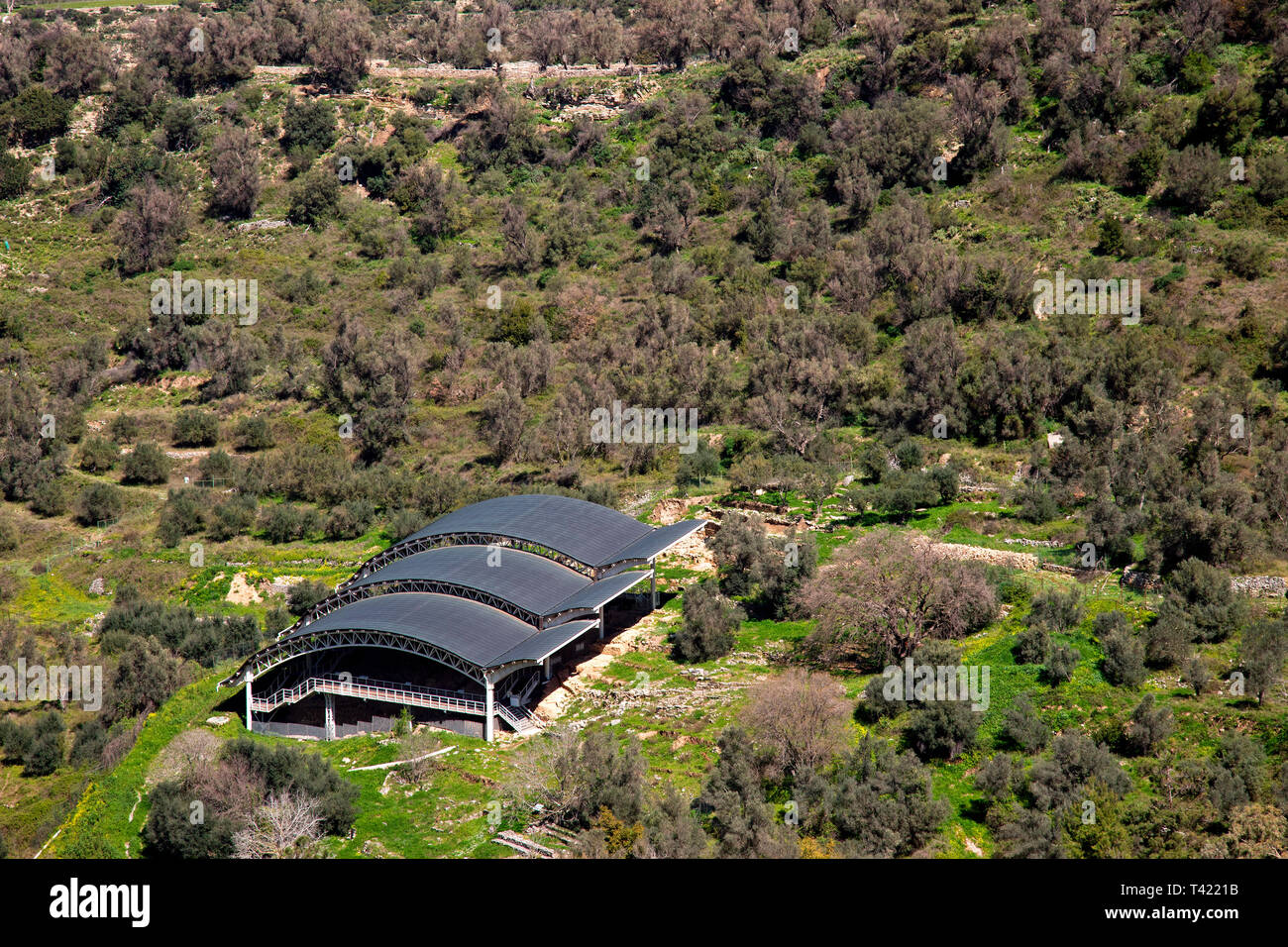 Die Nekropole von "orthi Petra' in die archäologische Stätte des antiken Eleutherna, Rethymno, Kreta, Griechenland, Stockfoto