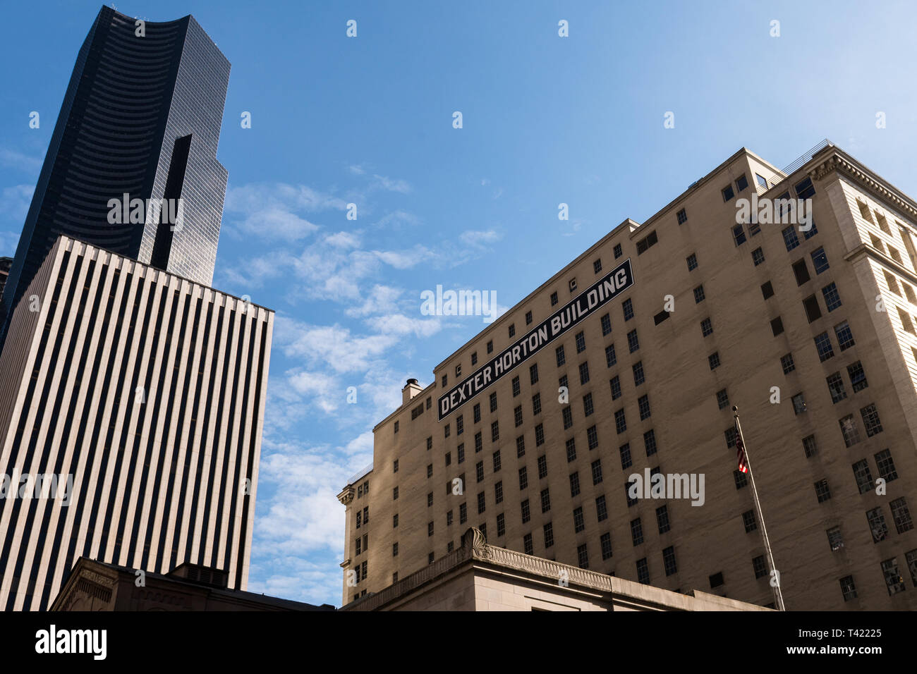 Die Columbia Center Tower und Dexter Norton Gebäude in Seattle, Washington, USA. Stockfoto