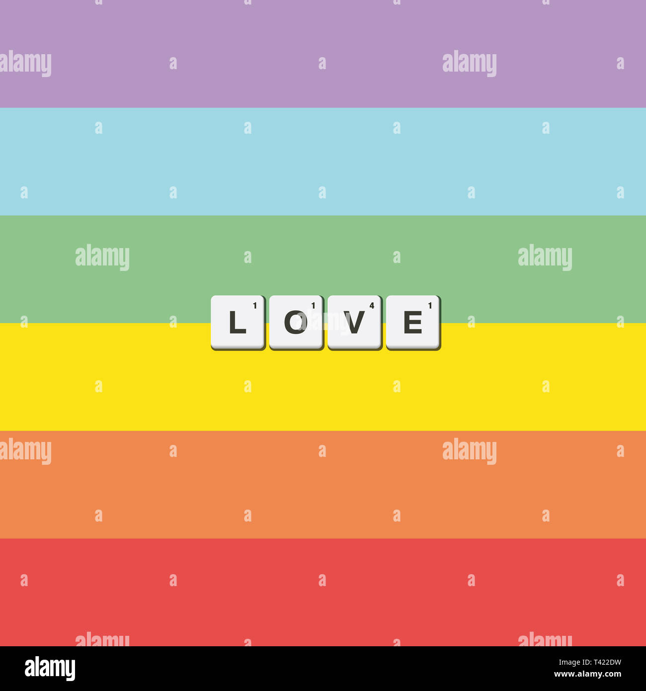Toleranz und Frieden Regenbogen Flagge. Liebe. Stockfoto