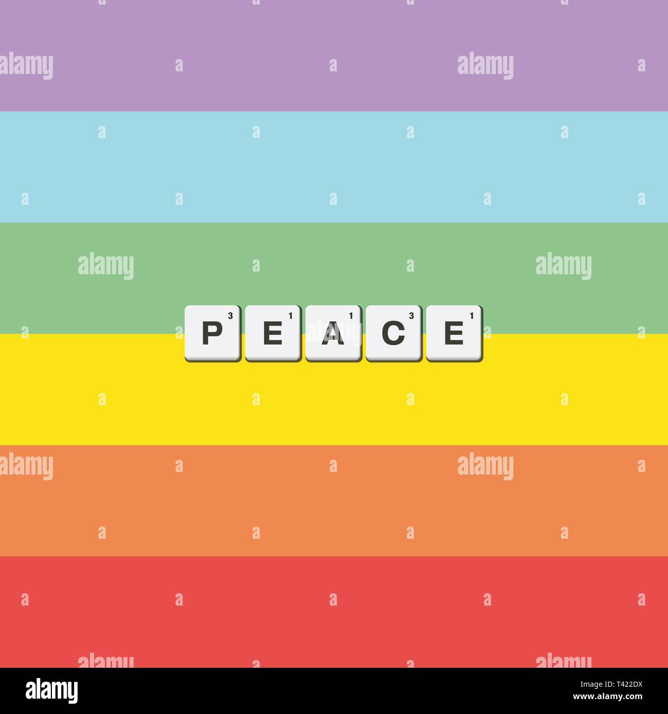 Toleranz und Frieden Regenbogen Flagge. Frieden. Stockfoto