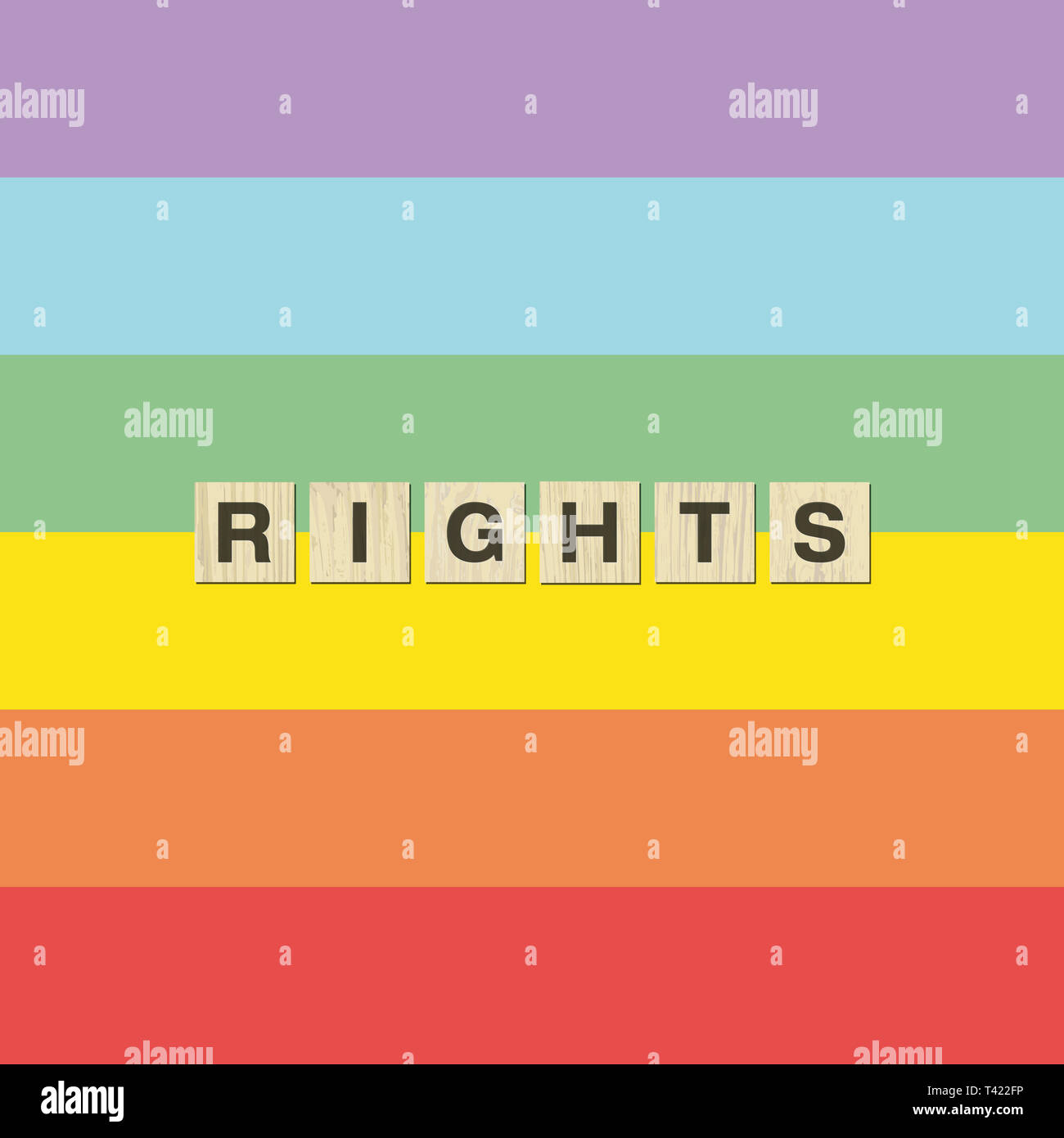 Toleranz und Frieden Regenbogen Flagge Rechte. Stockfoto
