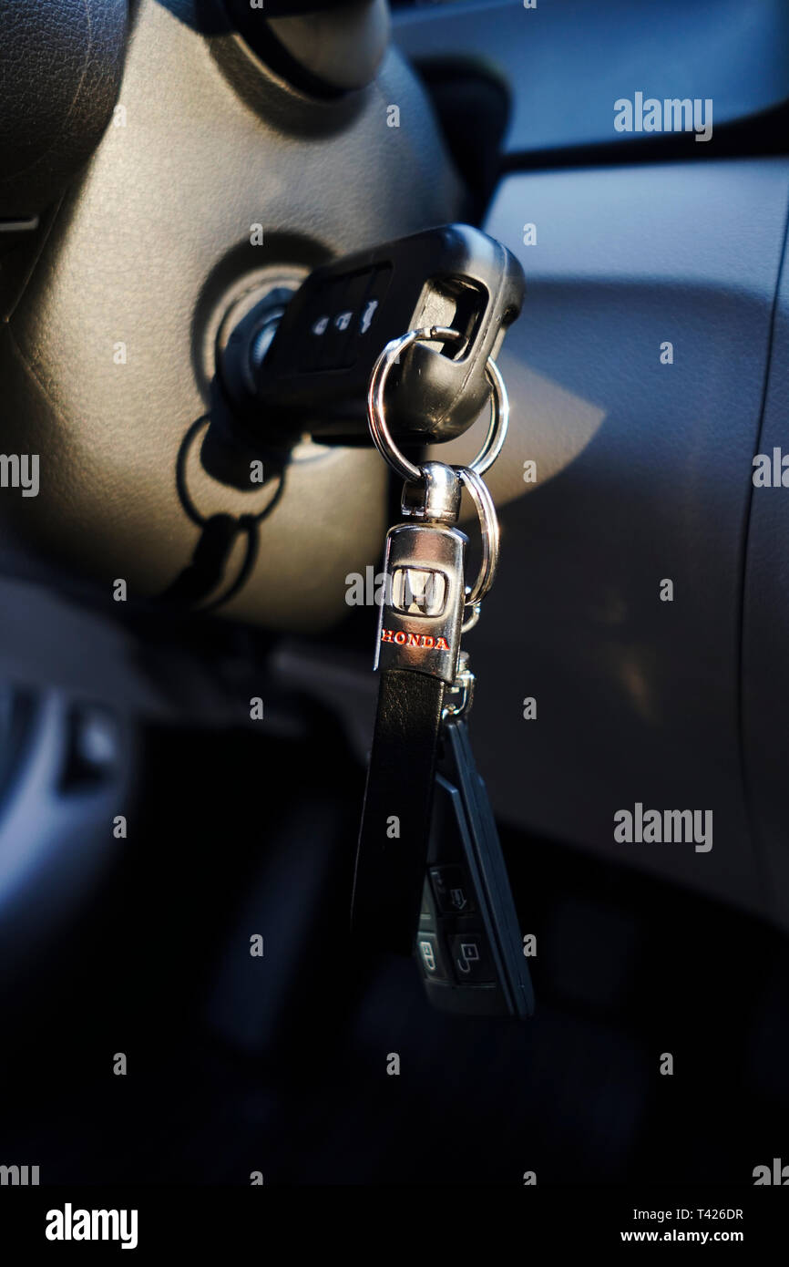 Istanbul, Türkei - 14 August, 2017: Schlüssel und Schlüsselanhänger mit  Symbol des Honda. Dieses Foto wurde innerhalb des Honda Civic 2017 genommen  Stockfotografie - Alamy
