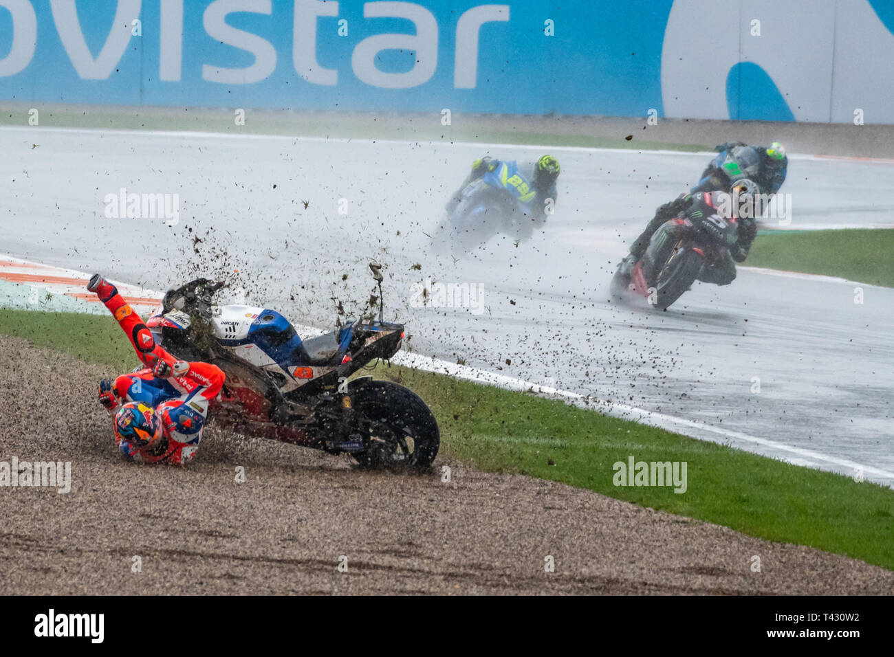 Valencia/Spanien - 11/18/2018 - #43 Jack Miller (AUS, Alma Pramac Ducati) Absturz aus dem Valencia GP auf Ricardo Tormo Stockfoto