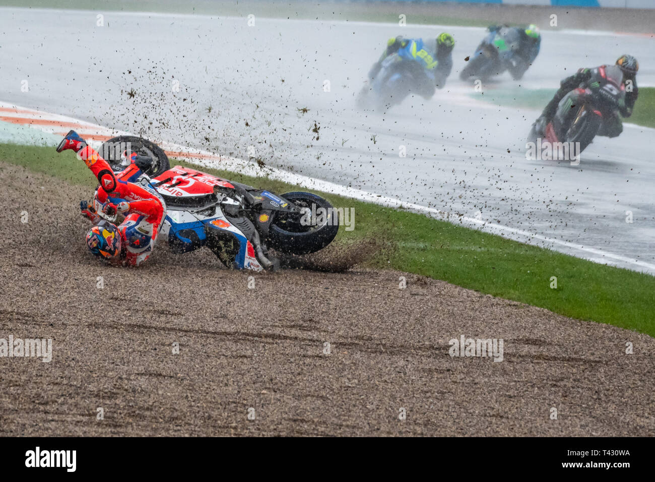 Valencia/Spanien - 11/18/2018 - #43 Jack Miller (AUS, Alma Pramac Ducati) Absturz aus dem Valencia GP auf Ricardo Tormo Stockfoto