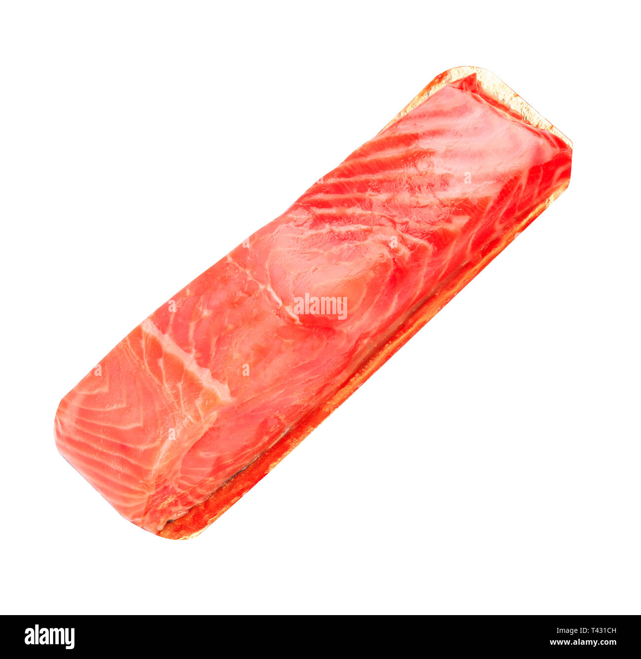 Stück rot Fischfilet isoliert auf weiss Stockfoto