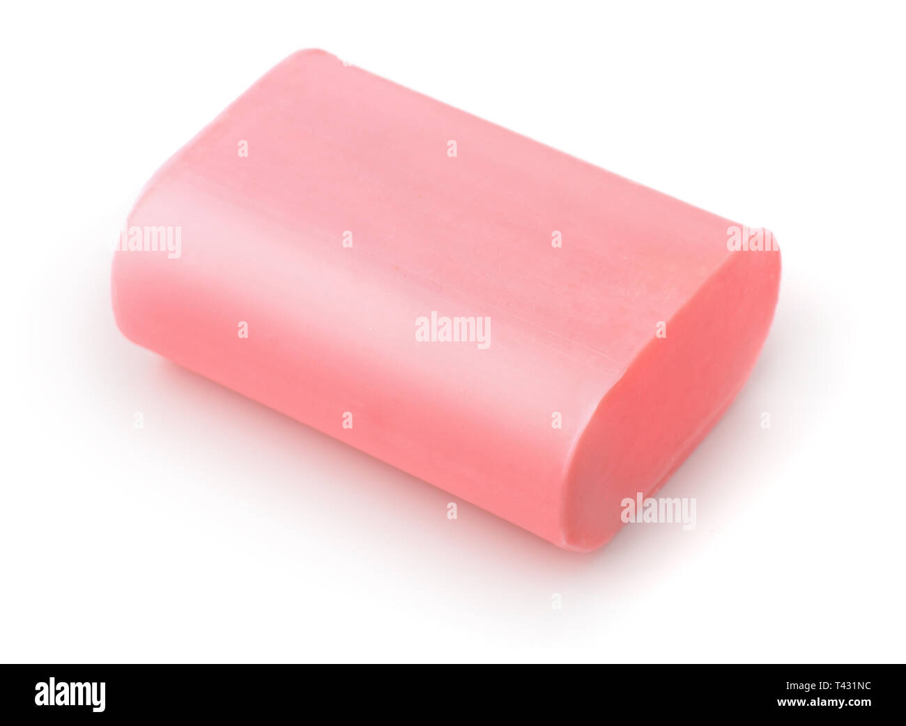 Nicht verwendete Pink soap Bar isoliert auf weißem Stockfoto