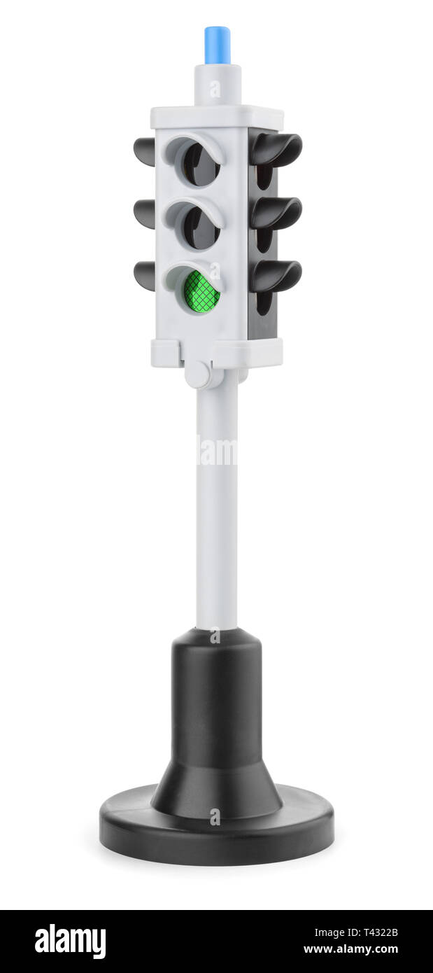 Spielzeug Kunststoff Ampel isoliert auf weißem Stockfoto