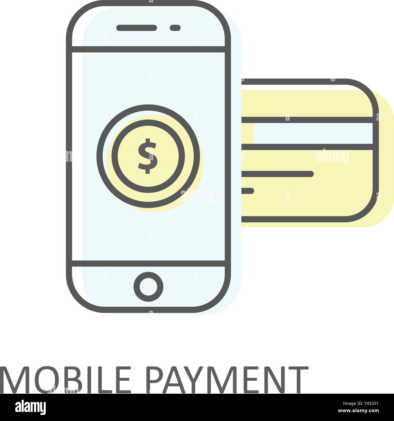 Mobile Payment mit Kreditkarte - online kaufen Symbol, Smartphone und Münze Stock Vektor